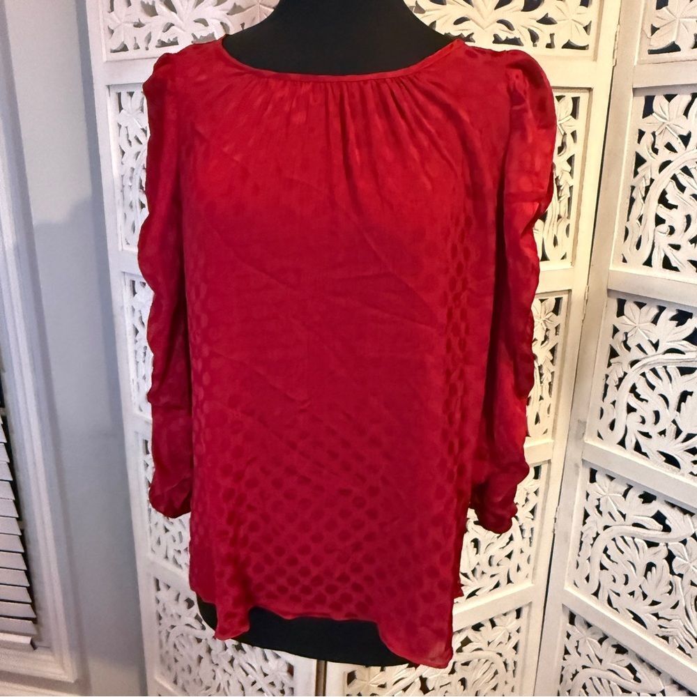 NWT Max Studio Vibrant Red Blouse Sz L